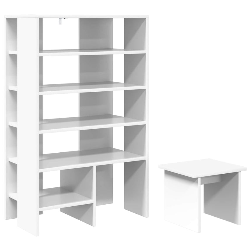 Schoenenkast Met Plank Met Opslag 2 Pcs Bewerkt Hout