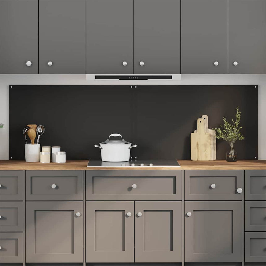 Spatscherm Keuken 100X60 Cm Gehard Glas Zwart