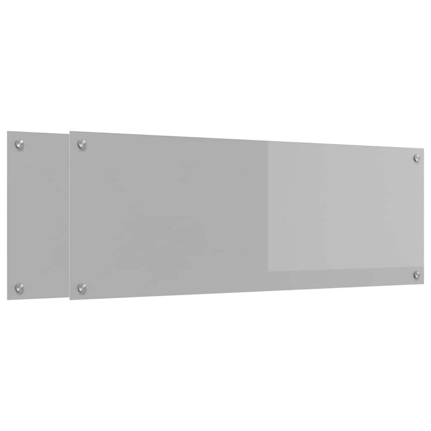 Keukenachterwand 2 Pcs Lichtgrijs 110 X 40 Cm Gehard Glas Zwart