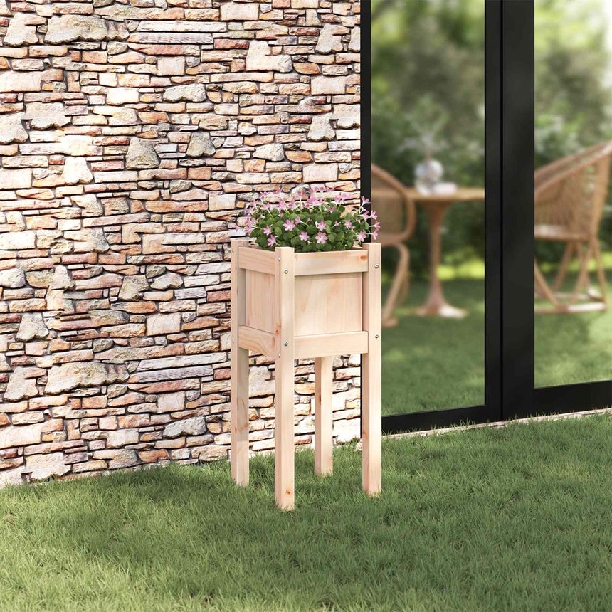 Tuin Plantpot Natuur 31 X 31 X 70 Cm Massief Grenenhout