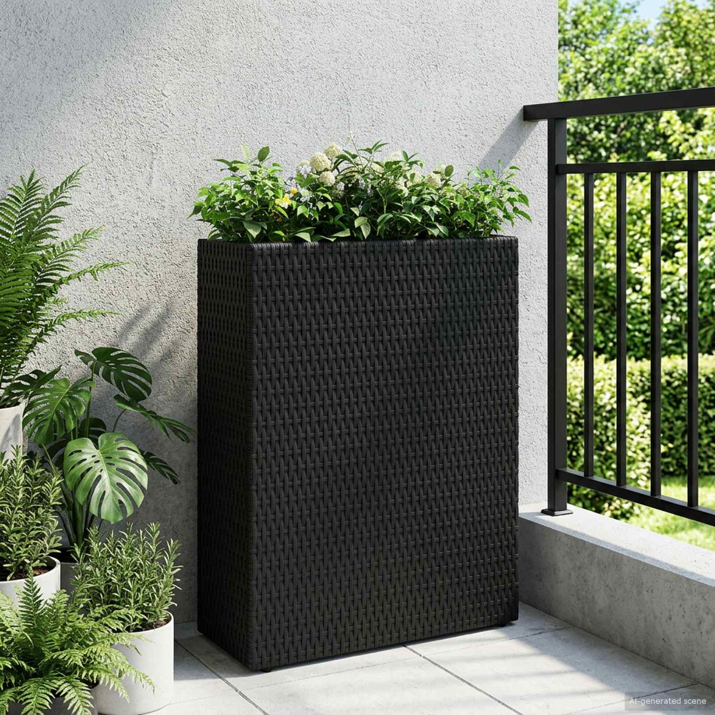 Hoge Plantenbak 55 X 22 X 70 Cm Poly Rattan