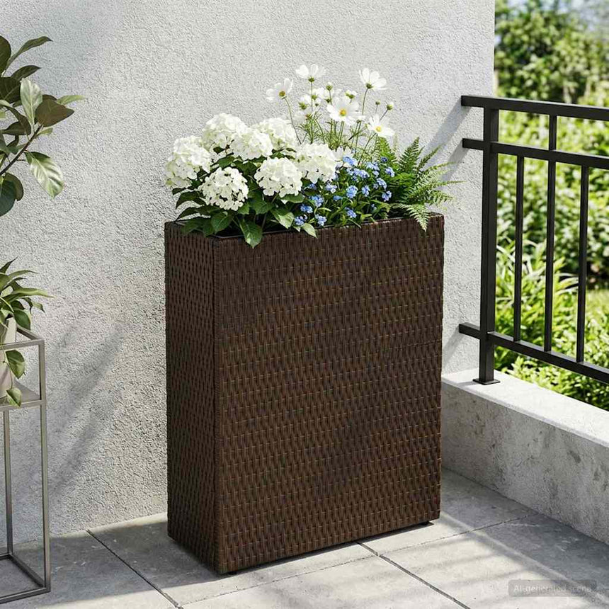 Hoge Plantenbak 55 X 22 X 70 Cm Poly Rattan