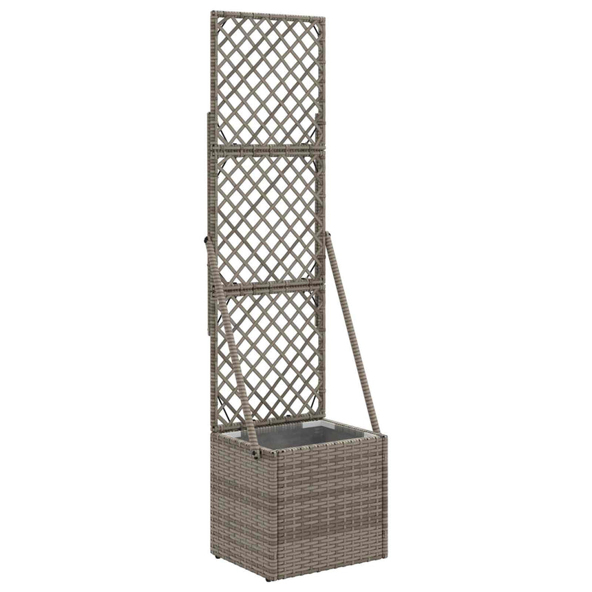 Tuinplanter Met Trellis Grijs Poly Rattan