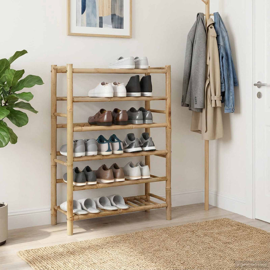 Schoenrek Met Plank Met Opslag Naturel 68 X 28 X 30 Cm Bamboe