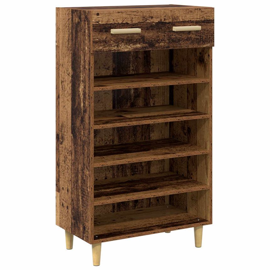 Schoenenkast Met Lade Oudhout 60 X 35 X 105 Cm Bewerkt Hout