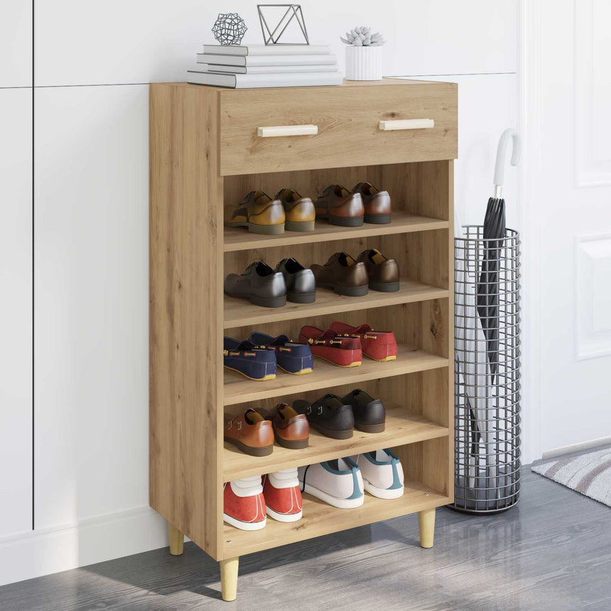 Schoenenkast Met Lade Oudhout 60 X 35 X 105 Cm Bewerkt Hout