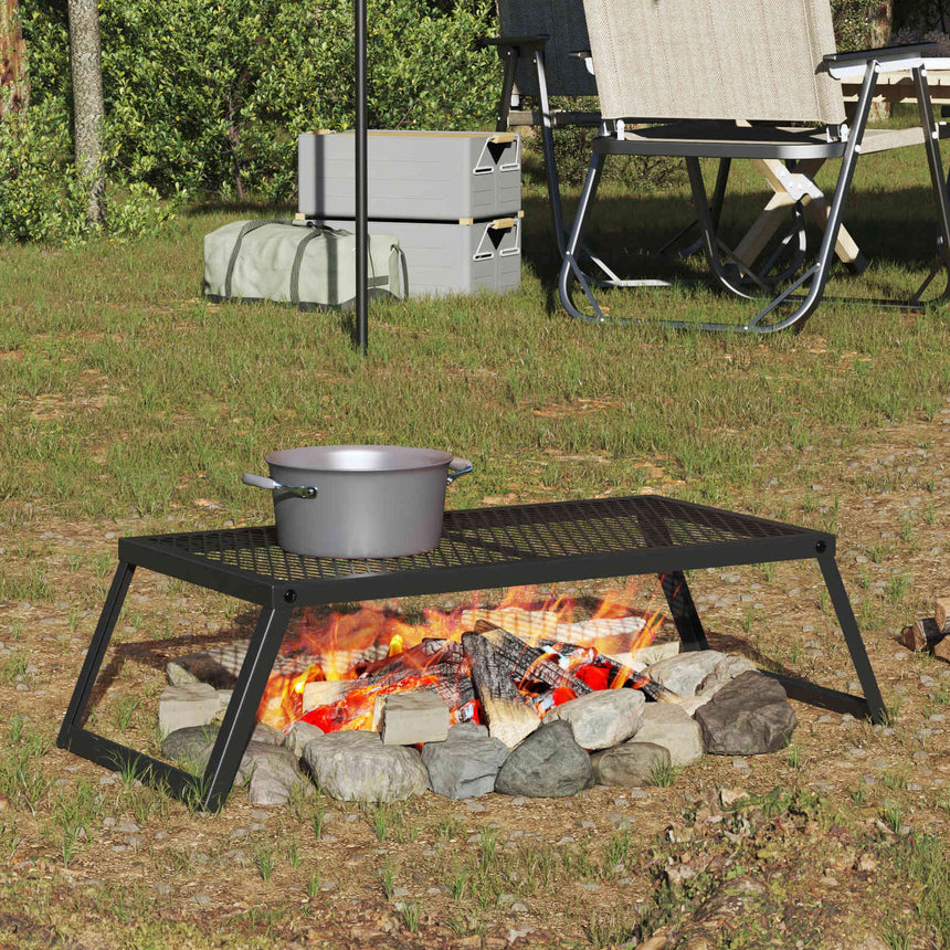 Vouwbare Camping Grill Zwart 58 X 31 X 2 Cm Legeringsstaal