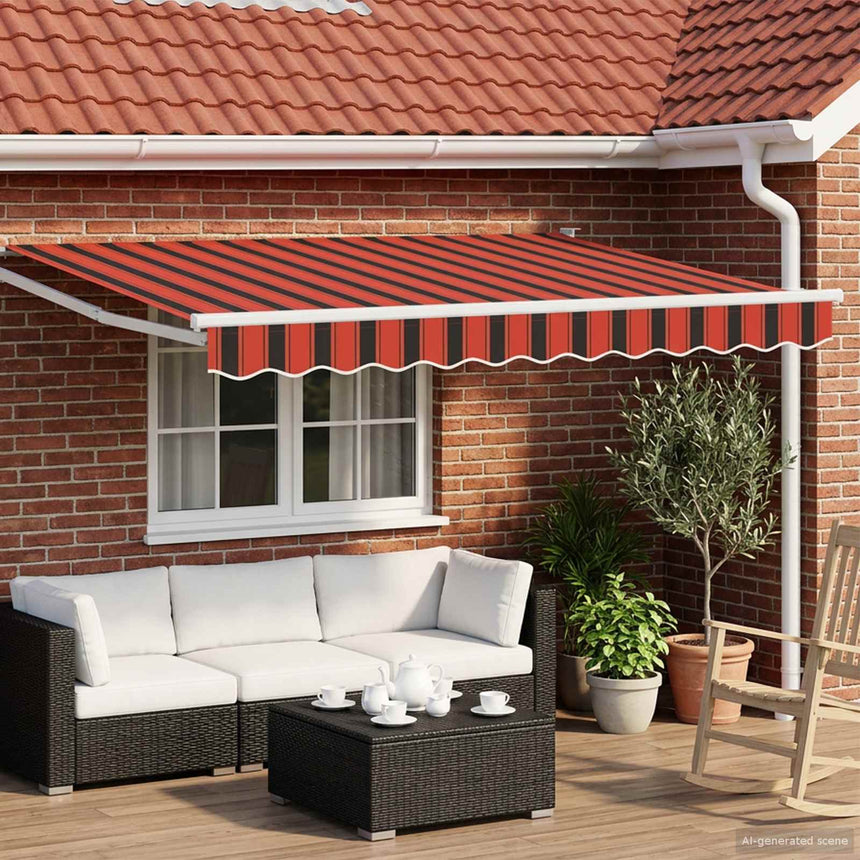 Uitschuifbare Luifel Oranje En Bruin 450 X 300 X 165 Cm Oranje/Zwart/Geel (Witte Kader)