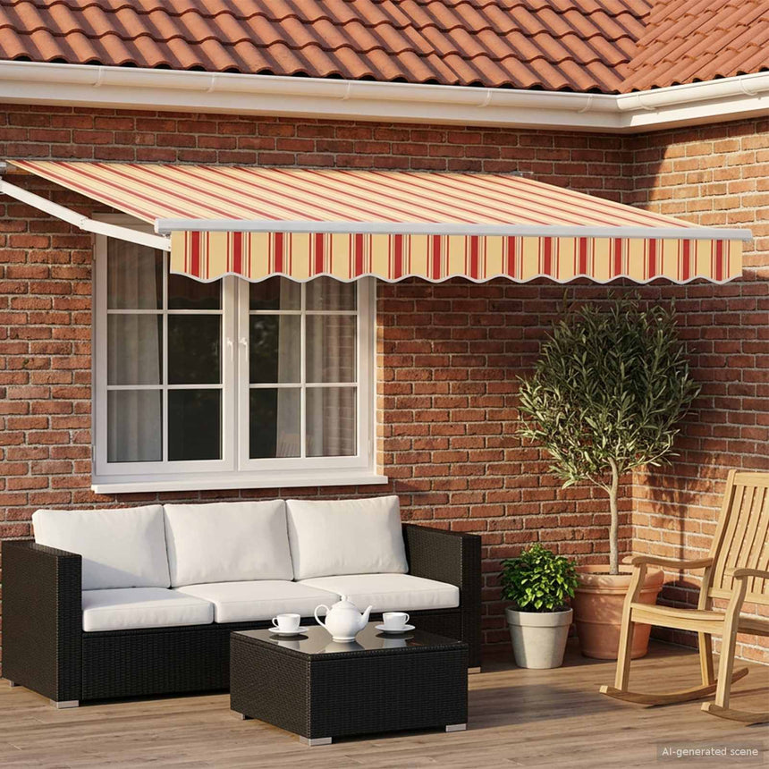 Uitschuifbare Luifel Geel En Oranje 450 X 300 X 165 Cm Geel, Oranje, Wit (Witte Lijst)