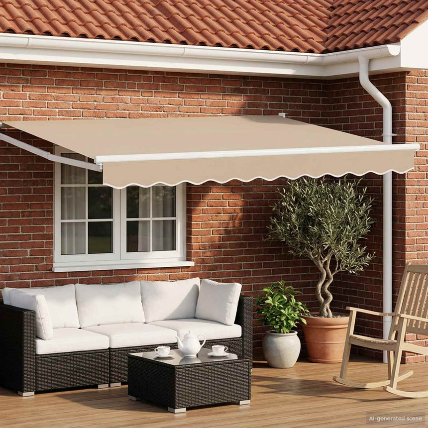 Uitschuifbare Luifel Beige 300 X 250 X 165 Cm Beige (Wit Frame)
