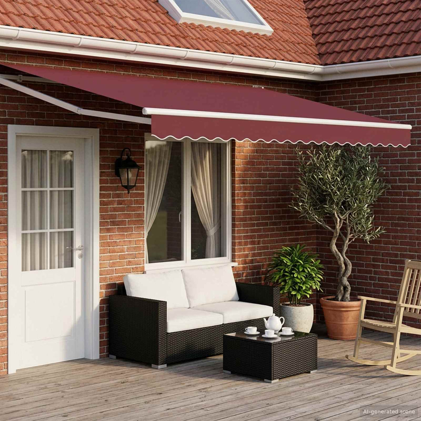 Uitschuifbare Luifel Bordeauxrood 4 X 2 M Antracietkleurig (Wit Frame)