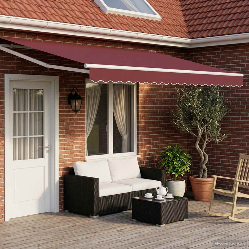 Uitschuifbare Luifel Bordeauxrood 4 X 2 M Antracietkleurig (Wit Frame)