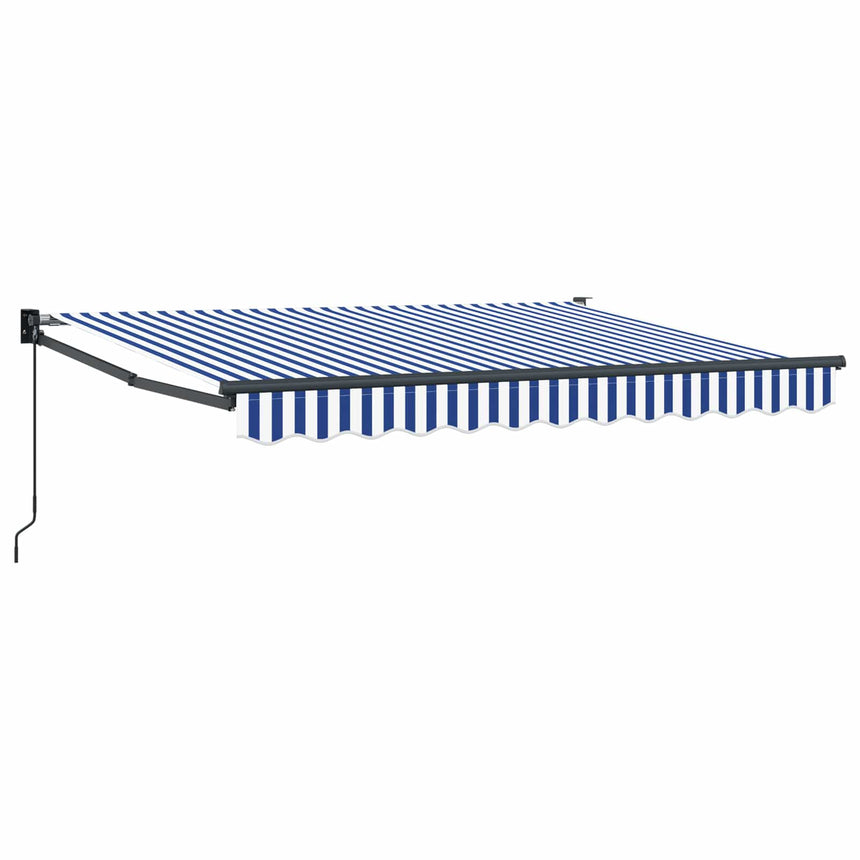 Uitschuifbare Luifel En Blauw En Wit (Anthraciet Frame)