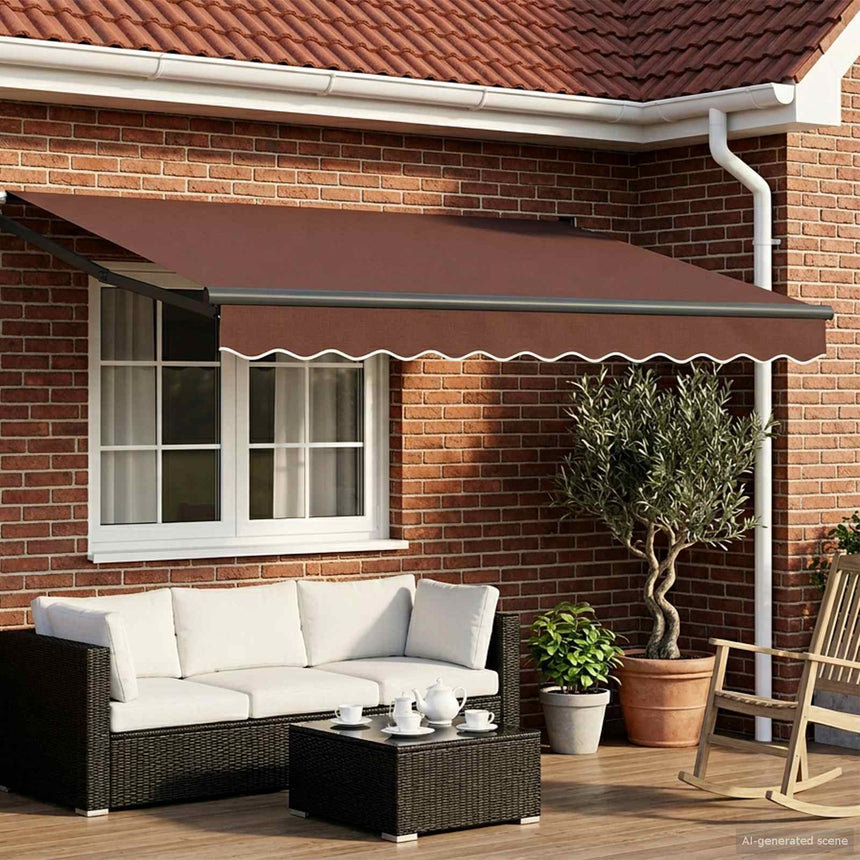 Uitschuifbare Luifel Bruin 100% Polyester En Aluminium Bruin (Anthraciet Frame)