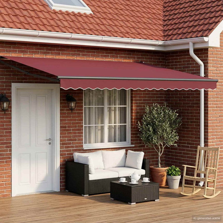 Uitschuifbare Luifel Bordeauxrood 4 X 2 M Anthraciet (Anthraciet Frame)