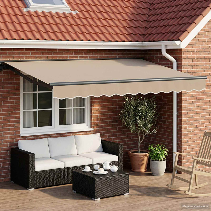 Zonnescherm Frame Beige 300 X 250 Cm Polyester Met Pu-Coating Beige (Anthraciet Frame)