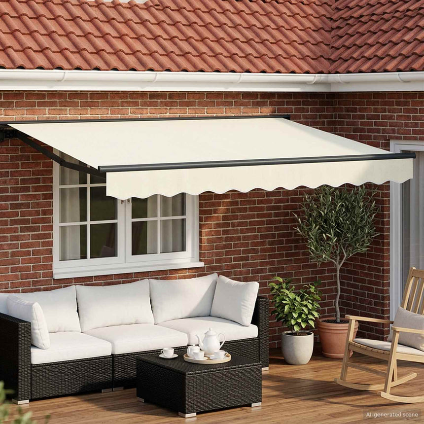 Zonnescherm Frame Crème 300 X 250 Cm Polyester Met Pu-Coating Crème (Anthraciet Frame)