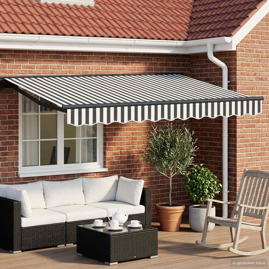 Zonnescherm Frame Antraciet En 400 × 300 Cm Anthraciet En Wit (Anthraciet Frame)