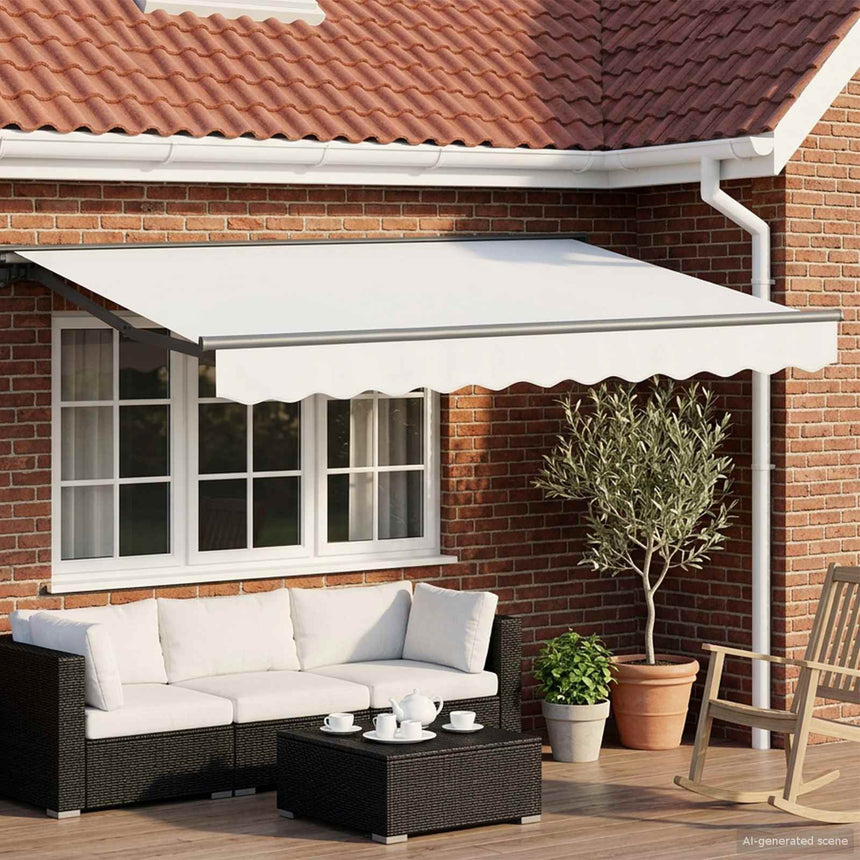 Zonnescherm Frame Wit 300 X 250 Cm Polyester Met Pu-Coating Wit (Anthraciet Frame)