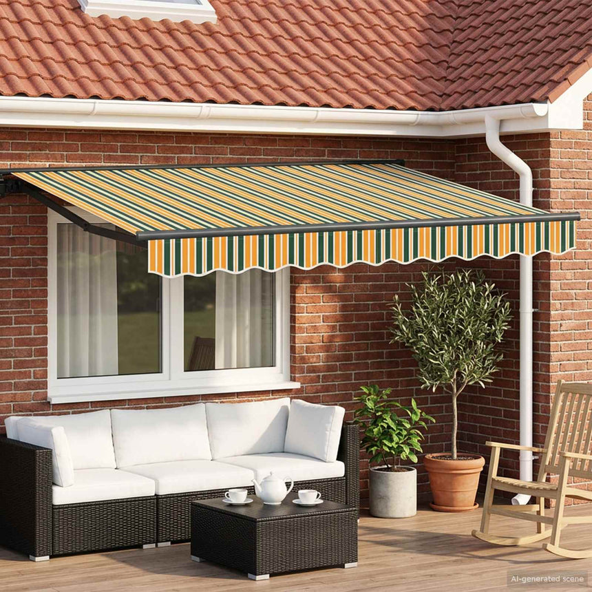 Zonnescherm Frame En 300 X 250 Cm Groen En Geel (Anthraciet Frame)