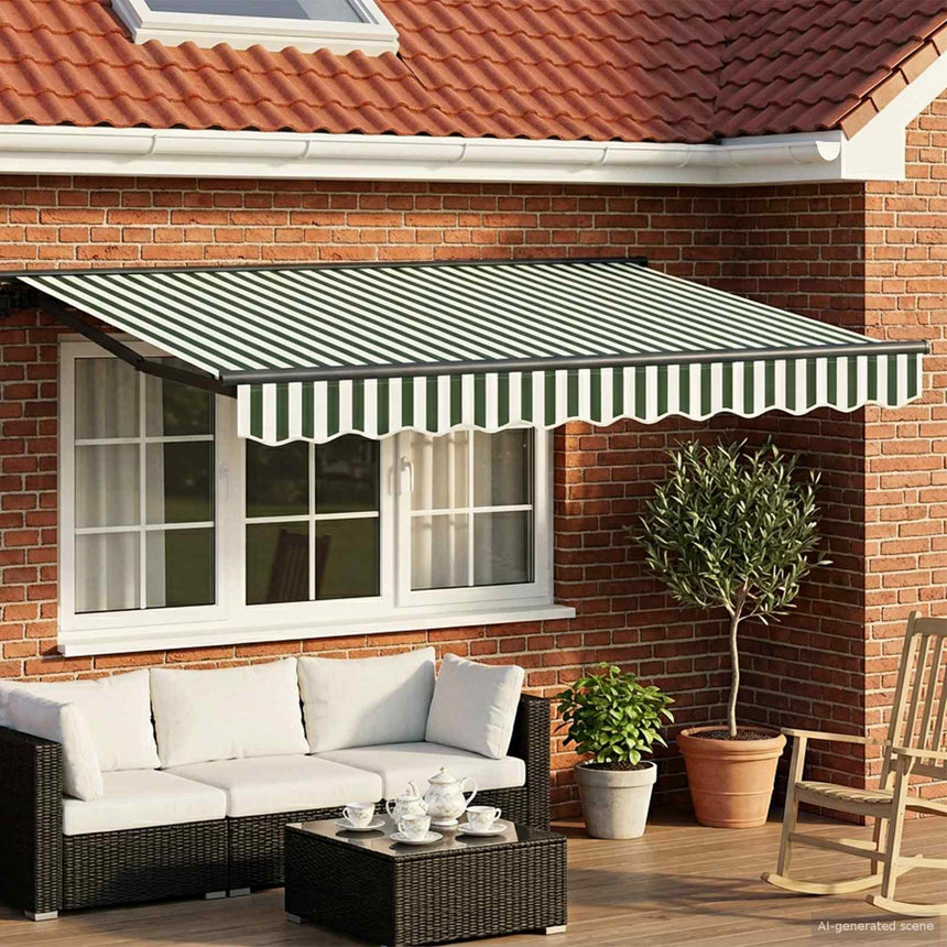 Zonnescherm Frame En 300 X 250 Cm Groen En Wit (Anthraciet Frame)