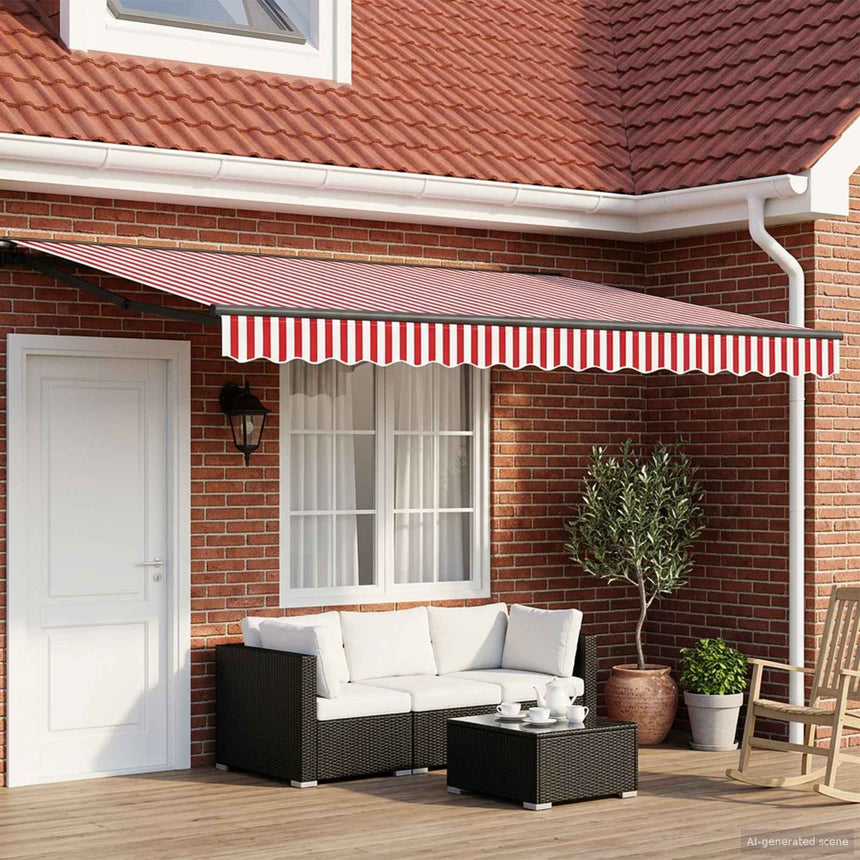 Zonnescherm Frame En 450 × 300 Cm Rood En Wit (Anthraciet Frame)