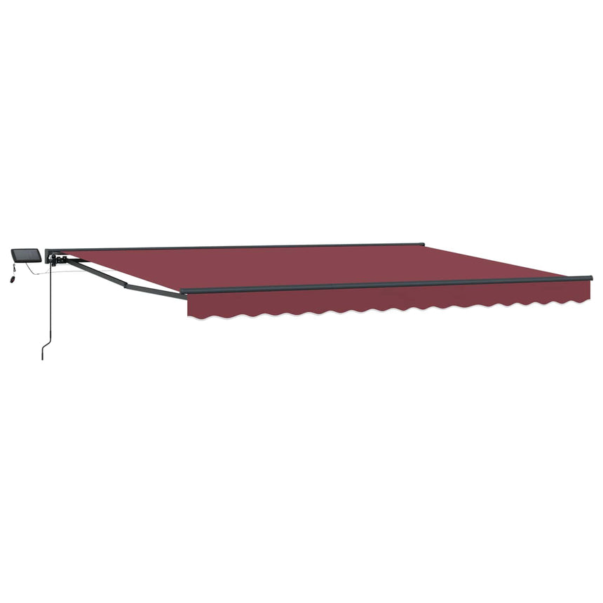Handbediende Luifel Met Led's 4 X 2 M Polyester Met Pu-Coating Groen En Wit (Anthraciet Frame)