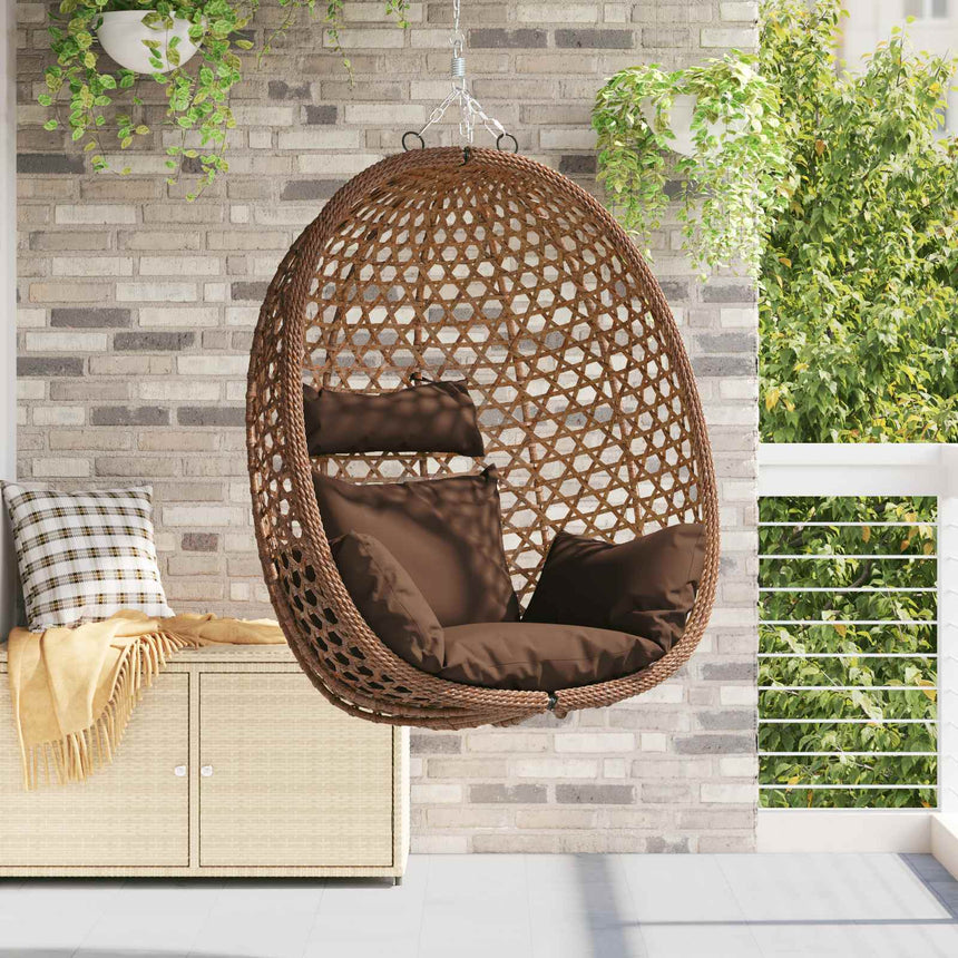 Hangende Eierstoel Zonder Standaard Koffiebruin Poly Rattan