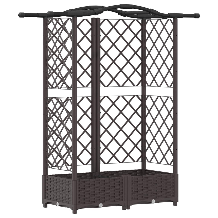 Verhoogd Bed Met Trellis En Dak 124 X 40 X 123 Cm Pp Bruin