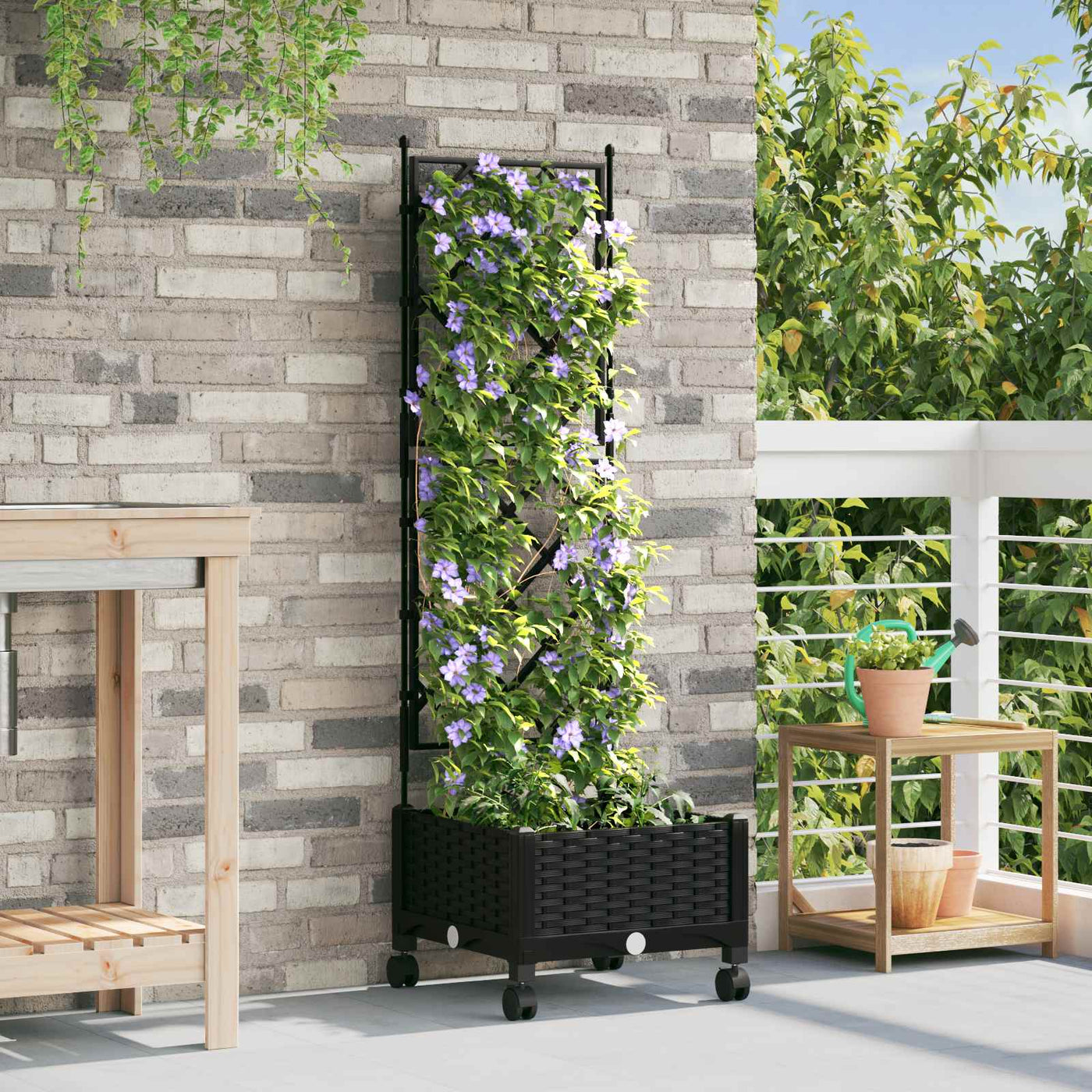 Tuinsteker Met Schutting En Wielen 40 X 40 X 131,5 Cm Pp