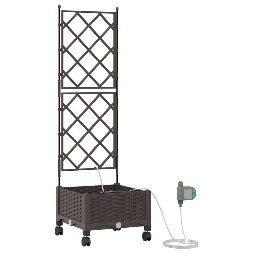 Tuin Plantenbak Met Irrigatie En Wielen 40 X 40 X 132 Cm Bruin