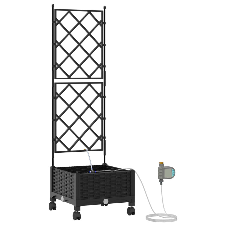 Tuin Plantenbak Met Irrigatie En Wielen 40 X 40 X 132 Cm Zwart