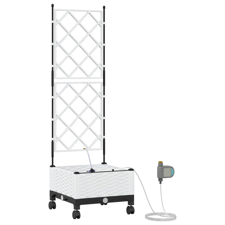Tuin Plantenbak Met Irrigatie En Wielen 40 X 40 X 132 Cm Pp Wit