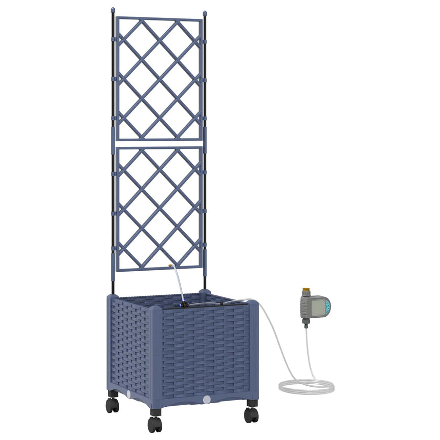 Tuin Plantenbak Met Irrigatie En Wielen 40 X 40 X 148 Cm Grijs