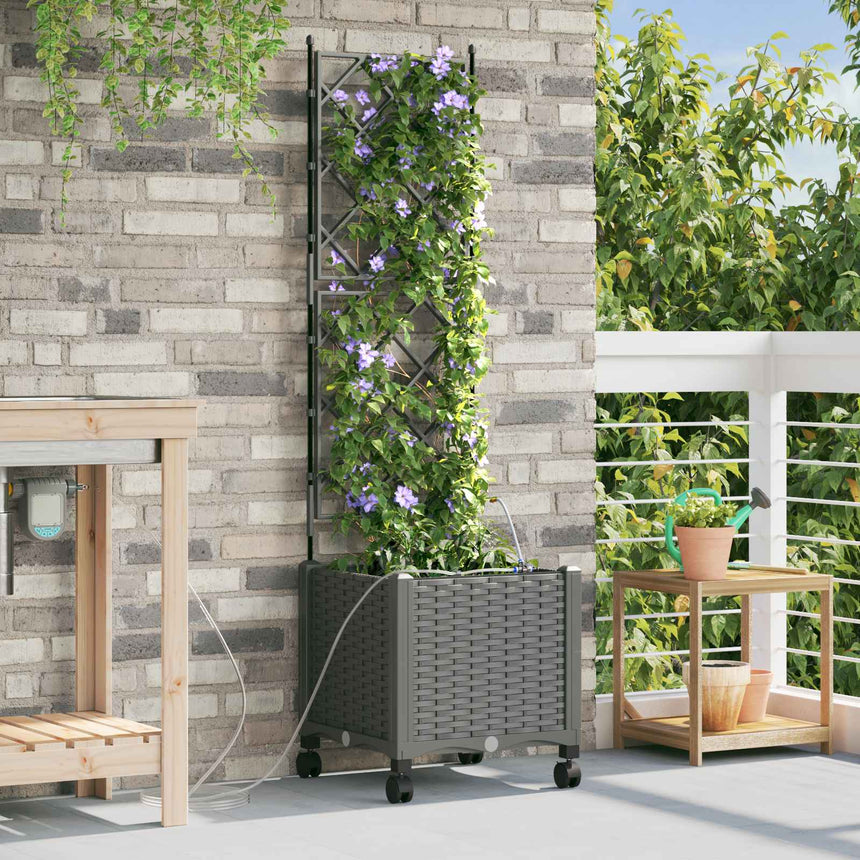 Tuin Plantenbak Met Irrigatie En Wielen Pp Lichtgrijs