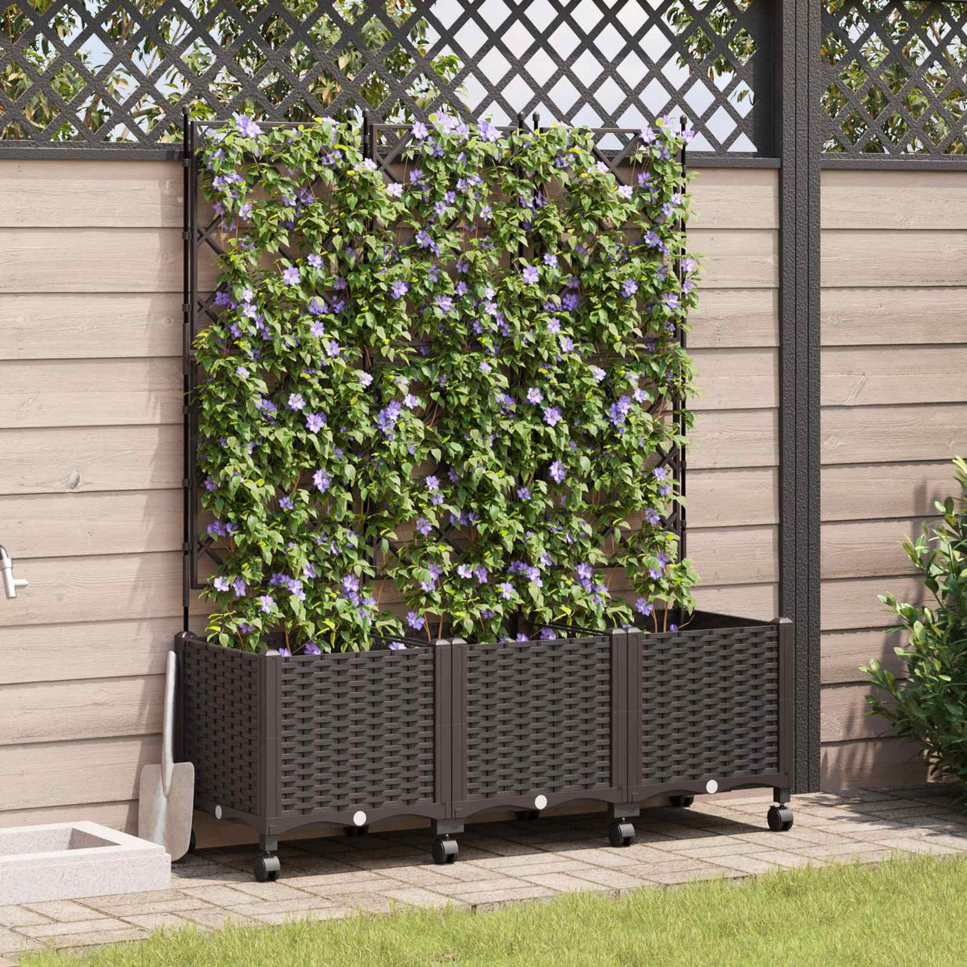 Tuinsteker Met Schutting En Wielen 3 St 120 X 40 X 149 Cm