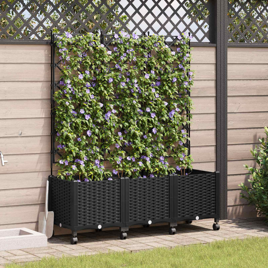 Tuinsteker Met Schutting En Wielen 3 St 120 X 40 X 149 Cm