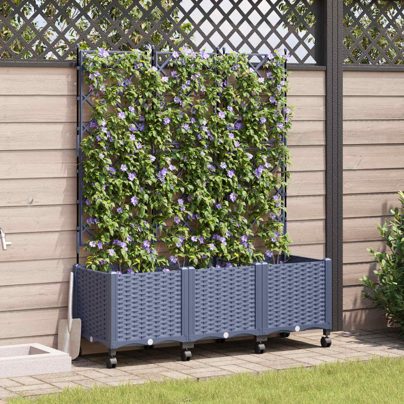 Tuinsteker Met Schutting En Wielen 3 St 120 X 40 X 149 Cm