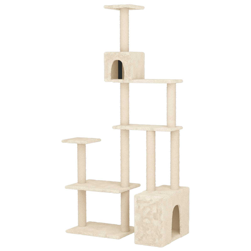 vidaXL Arbre à chat avec poteaux à griffer en sisal Crème 177,5 cm