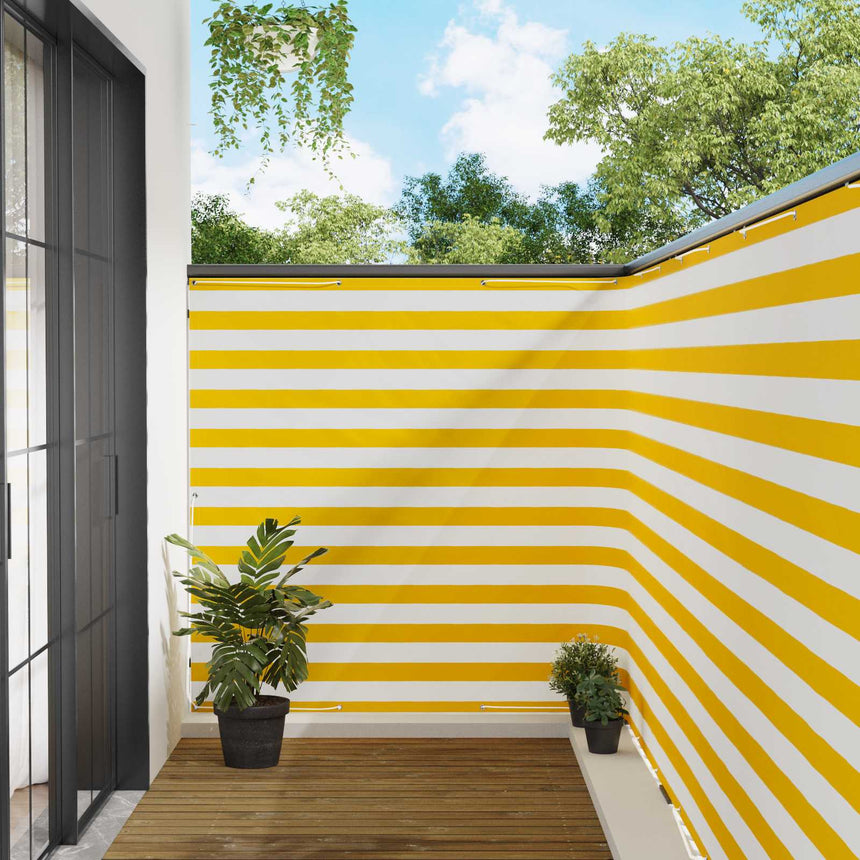 Balkon Privacy Scherm Stof Met Pu-Coating Geel En Wit
