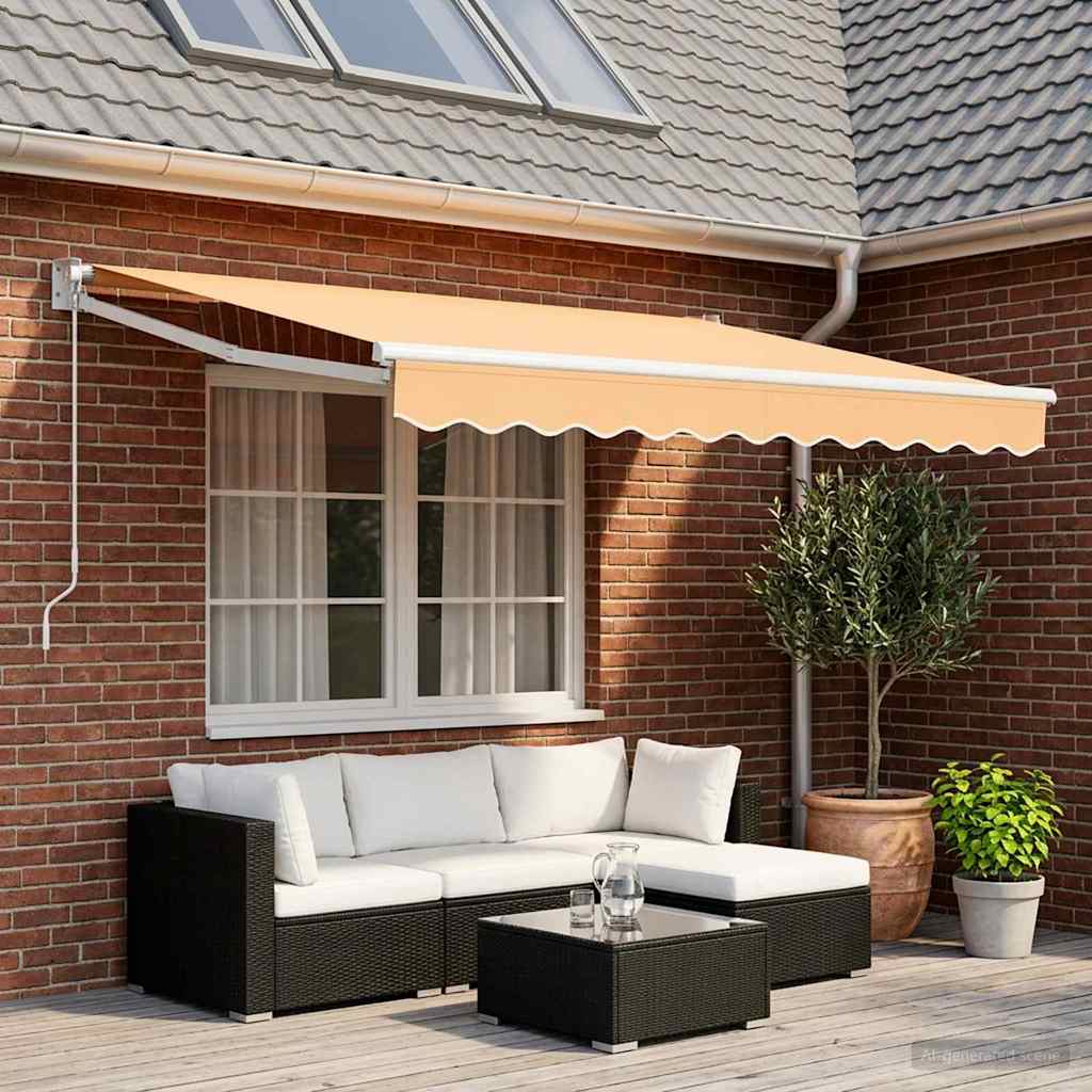 Uitschuifbare Luifel Zand 100% Polyester En Aluminium Zand (Witte Frame)