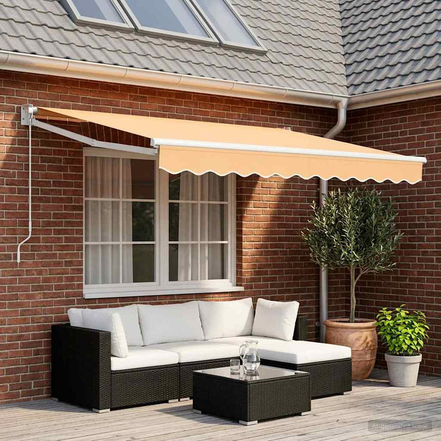 Uitschuifbare Luifel Zand 100% Polyester En Aluminium Zand (Witte Frame)