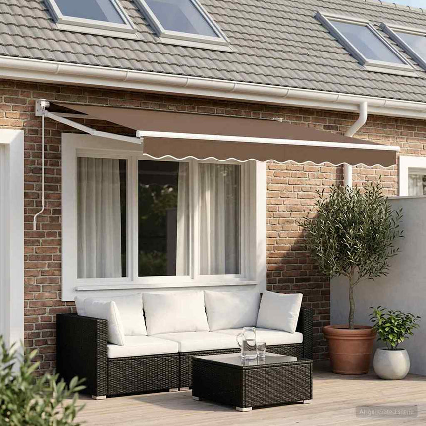 Uitschuifbare Luifel Taupe Taupe (Witte Frame)