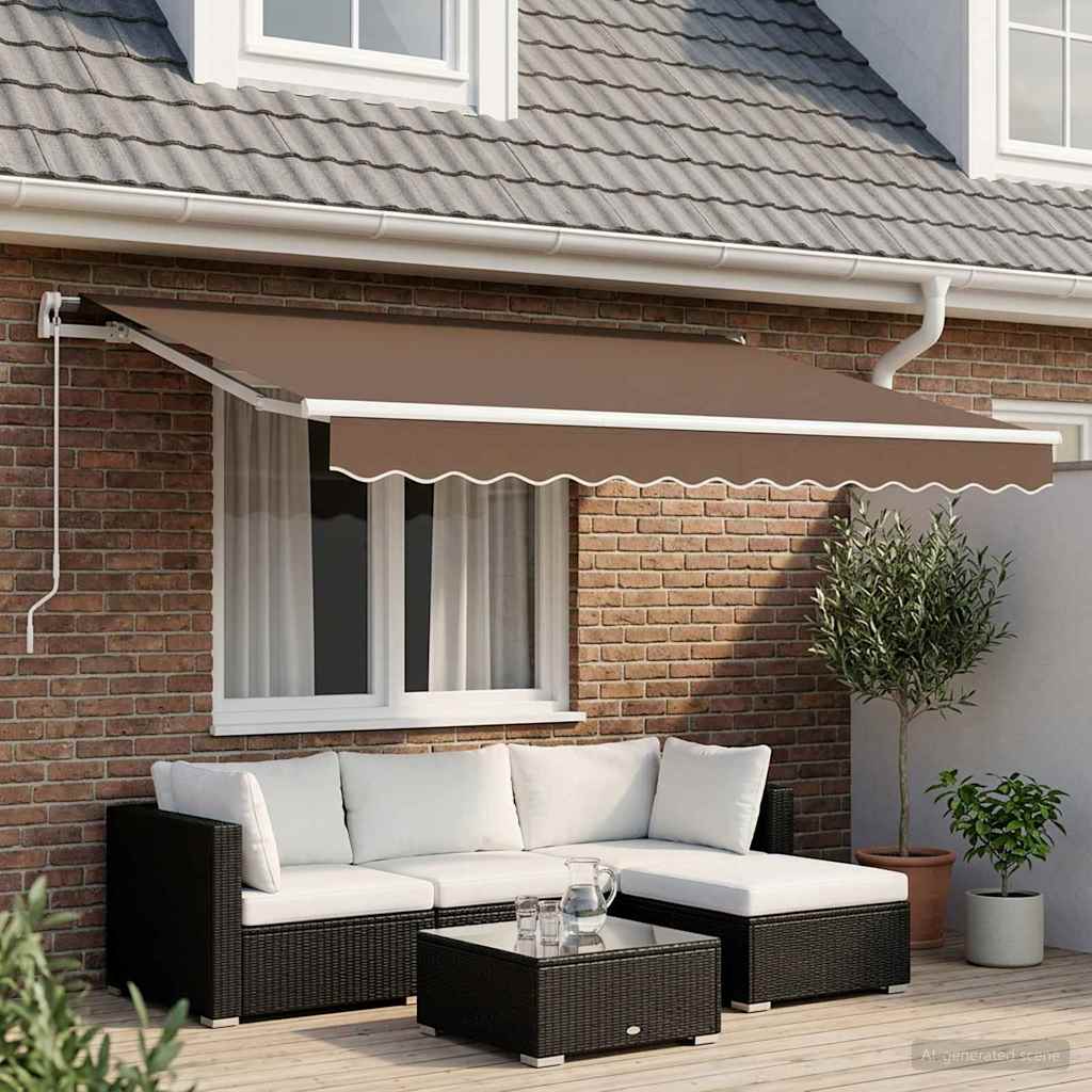 Inklapbare Luifel Taupe Stof Taupe (Witte Frame)