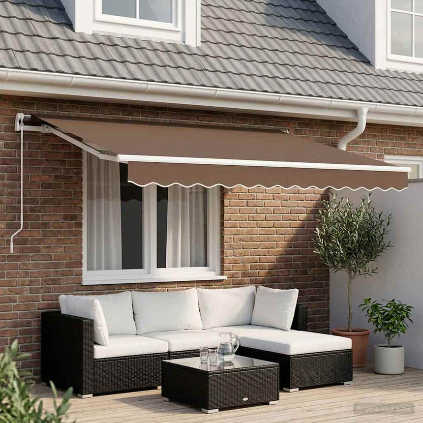 Inklapbare Luifel Taupe Stof Taupe (Witte Frame)