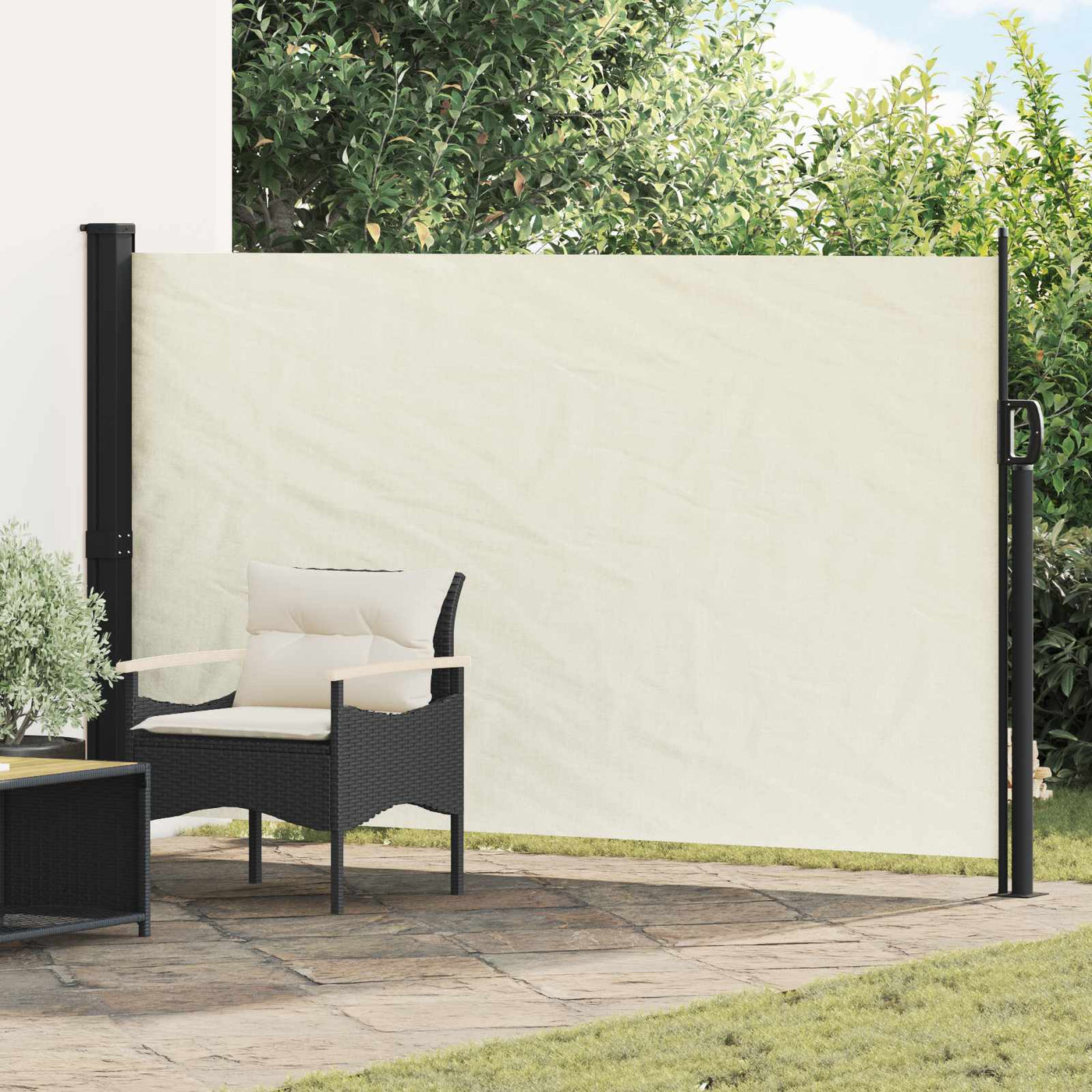 Uittrekbaar Zijscherm 300 X 170 Cm Polyester Crèmekleurig