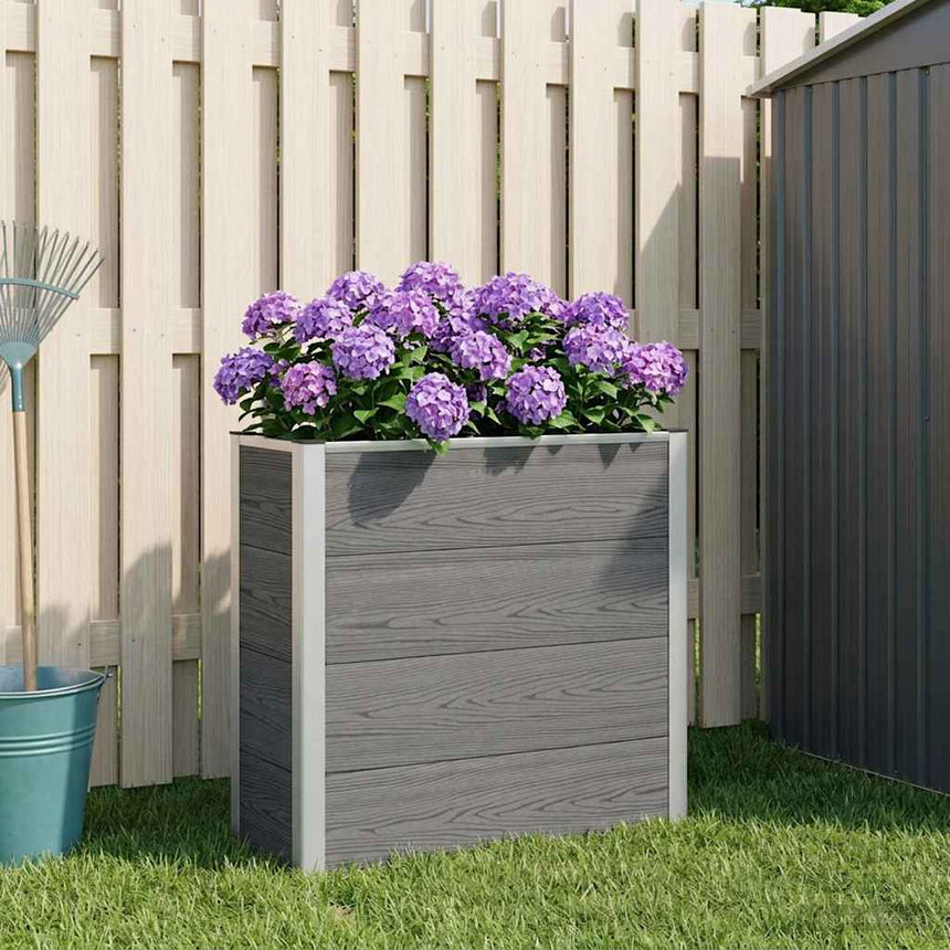 Verhoogde Plantenbak Grijs Wpc En Aluminium