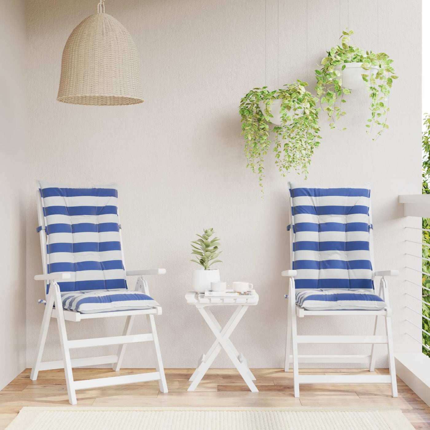 Buitenkussen 2 Pcs Blauw En Wit 120 X 50 X 7 Cm Stof