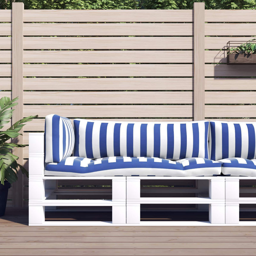 Buitenkussen 3 Pcs Blauw En Wit 103 X 58 X 10 Cm Stof