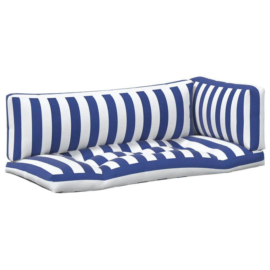 Buitenkussen 3 Pcs Blauw En Wit 103 X 58 X 10 Cm Stof
